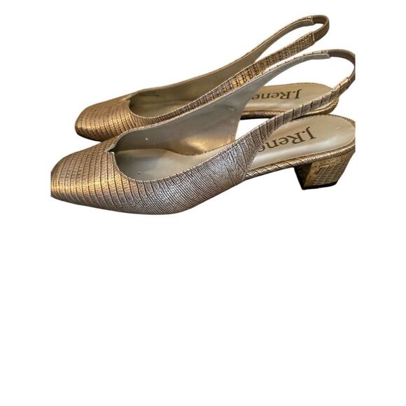 J. Renée Women's Gold Slingback Heels Elegant Woven Pattern Formal Size 8.5 - Picture 2 of 6